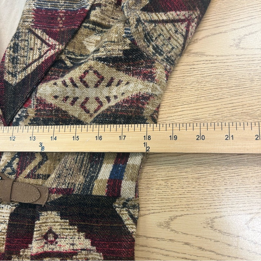 Lauren Ralph Lauren southwest Aztec print leather toggle blazer cardigan L - Picture 6 of 9